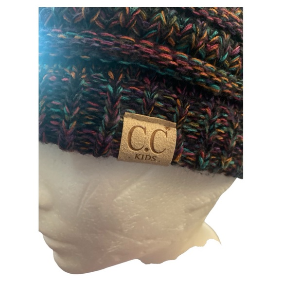C.C Kids' Cute Warm and Comfy Children's Knit Ski Beanie Hat with Pony Tail Hole - Picture 3 of 5